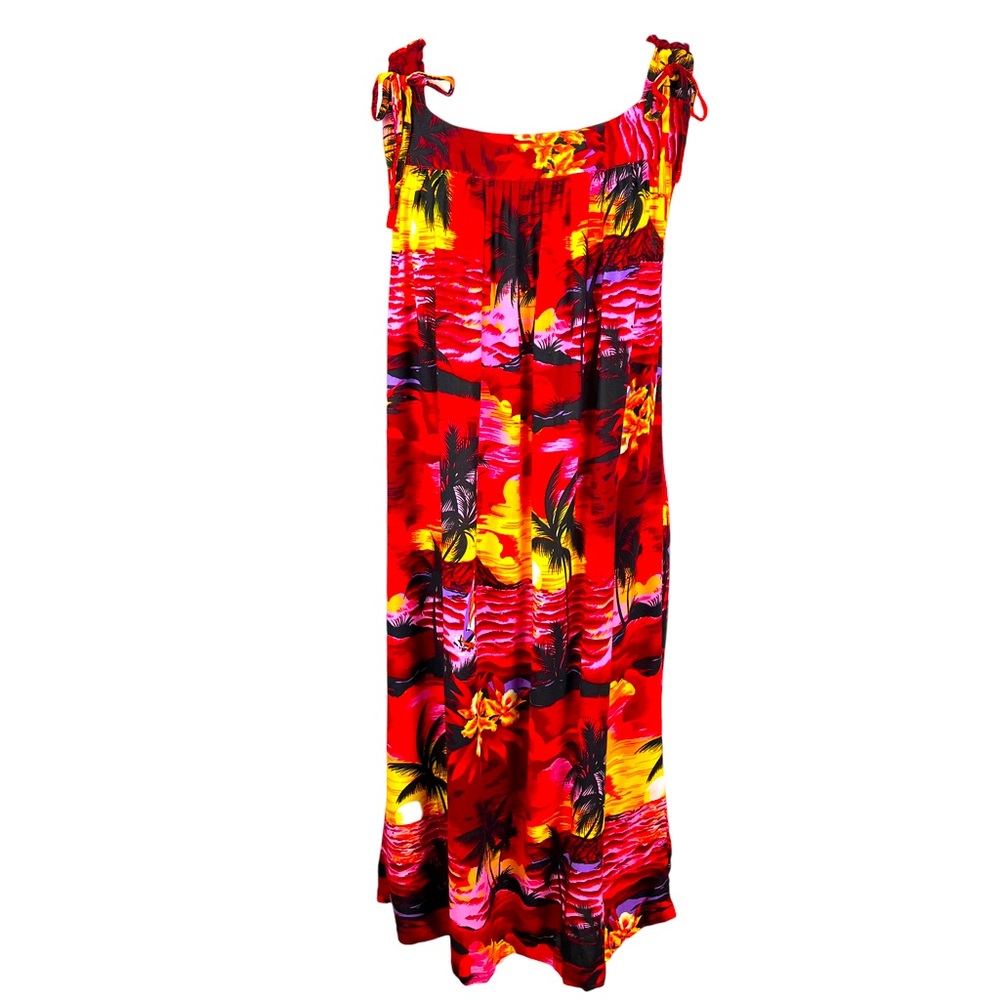 Hula Hula Hawaii Vibrant Multicolor Tropical Print Dress